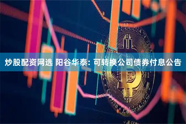 炒股配资网选 阳谷华泰: 可转换公司债券付息公告